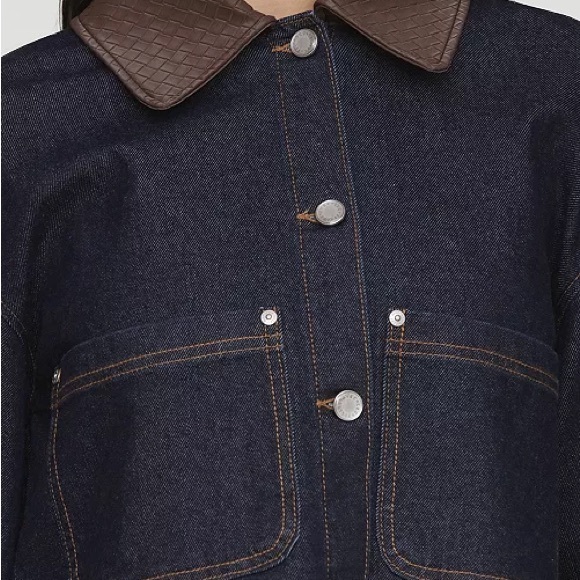 Avec Les Filles Faux-Collar Crop Trucker Jacket - Picture 4 of 8